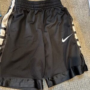 Nike Black Mesh Kids Shorts with White Swoosh and Silver Side Panels